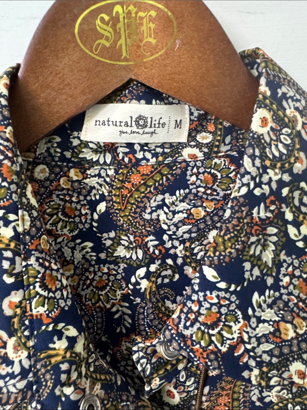 Natural life Medium western style yoke trim Paisley Floral Button-Down Shirt - Picture 2 of 5